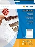HERMA 7761 Negativhüllen 35mm für Ordner, 25 Stück je 7 Kleinbild Streifen à 5 Bilder, Negativarchivierungshüllen für Kleinbildnegative mit Eurolochung und Sicherheitslasche, transparent