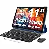 TUOHAITIME Android 16 Tablet, 11inch Tablet, 32GB+128GB 1 TB erweiterbar, Produktivitäts-Bundle mit Tastaturhülle, Eingabestift, Octa-Core-Prozessor, Dual-Kamera, WiFi 6, 8000-mAh-Akku (Blau)