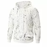 YINGDA Langärmel Herren Mode Sweater versteckte Tasche gedruckt Hoodie（WY SD Weiß M