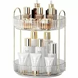 Make Up Kosmtik Organizer, 360° Drehbar Schminktisch Organizer, Multifunktion Schmink Aufbewahrungssystem Skincare für Dresser Schlafzimmer Badezimmer, 2 Schichten, Transparent