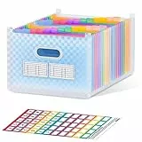 ThinkTex Dokumentenmappe A4, 26 Fächer Fächermappe, Aufrecht und Oben Offen, A-Z-Registerkarten mit bunten Registern, Letter-/A4-Format für Schule, Zuhause und Büro - Blau