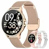 AIMIUVEI Smartwatch Damen mit Telefonfunktion, 1.27' HD Touchscreen, Menstruationszyklus, 24H-Herzfrequenz/SpO2/Schlafmonitor, 120+ Sportmodi, Schrittzähler, IP68 Fitnessuhr für Android iOS Roségold