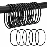 HERKINDNESS 20 Stück Duschvorhangringe Metall, 67 mm (2,64 Zoll) Großer Gardinenringe zum Öffnen, Ovaler Duschvorhang Haken, Vorhangringe Auch für Vorhänge, DIY-Loseblattserien (Schwarz)