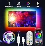DAYMEET LED TV Hintergrundbeleuchtung - 3M Farbwechsel LED Streifen für 40-55 Zoll 5050 RGB Led Strip TV Led Beleuchtung mit Fernbedienung APP Control Sync mit Musik USB-Betrieb für Party Schlafzimmer