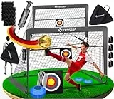KESSER® Fußballtor Kinder Pop-Up 2er Set | Fußball-Tore Faltbar mit Glasfaserstangen & hochwertigen Tornetzen für Indoor, Outdoor & Garten | Mit Transporttasche Hütchen Ballpumpe Zielscheibe Anthrazit