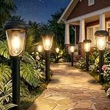Bzavor 8 Stücke Solarlampen für Außen Garten,3000K Warmweiß Solar Gartenleuchten, IP65 Wasserdicht Solarleuchten Garten Außenbeleuchtung Wegeleuchte Deko für Außen Terrasse Pfad Rasen