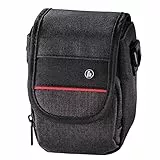 Hama Kameratasche „Valletta“ für Digitalkamera (Fototasche klein für Kompaktkamera, mit Gürtelschlaufe und Zubehörfach, Umhängetasche, reißfestes Polyester, 9 x 8 x 13 cm) schwarz