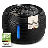 Katzen Oase (Schwarz) Pretty Paw© Trinkbrunnen für Katze – Flüsterleiser 2,5L Katzenbrunnen mit LED & Aktivkohlefilter | BPA-frei & leicht zu reinigen | Hochwertige Lösung zum fairen Preis