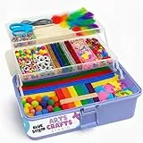 Blue Squid Arts & Crafts Box (lila) – 2800+ Stück Deluxe-Bastelbedarf-Box, 2 Schubladen, 18 Fächer, stabiler Griff, Kunst-Bastelset, Geburtstagsgeschenke für Kinder, Schulbedarf für Kinder von 4–12