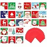 Weihnachtskarten mit Umschlag Set 24 Stück, 7x7cm Klappkarten Weihnachten, Leere Weihnachtsgrußkarten zum Schreiben, Christmas Card, Weihnachtskarte Postkarten