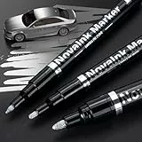 KERIFI Silber Marker Dauerhaft Kunst Flüssig-Chrom-Marker-Set, Reflektierende, glänzende Metallic-Spiegelmarkierungen, Lackstift für Modellmetall Kunststoff Glas DIY Handwerk (0,7/1/3mm)