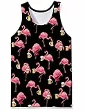 Loveternal Muskelshirts Herren Achselshirts Flamingo Bier Tank Top 3D Druck Ärmelloses Shirt Casual Neuheit T-Shirt Tees M