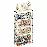AISIR Schuhregal Schrägtes 5 Ebenen, Schuhständer Schmal Hoch, Schuhschrank Metall, Schuhablage Platzsparend,Schuhaufbewahrung, Schuh-Organizer für Ankleidezimmer,Flur, Wohnzimmer, 64 x 17 x 108 cm