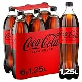 Coca-Cola zero sugar Cola – zuckerfreies, kalorienfreies, koffeinhaltiges Erfrischungsgetränk – 6x 1,25L Einweg PET Flaschen – Vorratspack