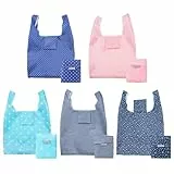 NyxSeat 5 Stück Faltbare Einkaufstaschen - Tragbare, Umweltfreundliche Handtaschen für Lebensmitteleinkäufe und Arbeit (33 x 55 x 5 cm)