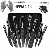 FULLHI Messer Set, 14pcs japanisches Messer Set, Mehrfarbige Deutsche Edelstahl Küchenmesser Set