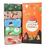 Socks Tunnel Weihnachts-Socken Set – 5 Paar Unisex Lustige & Bunte Socken mit Weihnachtsmotiven – Geschenkidee Weihnachten – Baumwolle, 36–43 (Set Schneemann)