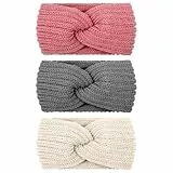 Huiguli 3 Stück Stirnband Damen Winter, Stirnband Kinder Mädchen, Herbst und Winter Einfach und Vielseitig Stirnbänder Strick Haarband Ohrenwärmer Elastische