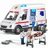 Doloowee Krankenwagen Spielzeug für Kinder im Alter von 3 4 5 6 7 8 Jahren, LKW mit Reibungsantrieb, mit Licht und Ton, Einsatzfahrzeug Spielzeug für Jungen und Mädchen, Geschenke