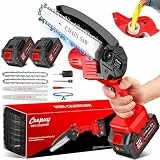 Mini Kettensäge 6 Zoll mit Akku 2 x 4000 mAh, Akku Kettensäge mit Automatischer Öler, Handkettensäge Akku für Gartenscheren Astschere Holzschneidenz