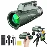Olycism 12 X 50 Monokular Teleskop Monokular Fernglas BAK4 Prisma Mehrfach Beschichtet Stativ Smartphone-Halterung Wasserdicht Fernglas Klein für Vogelbeobachtung Wandern Jagen Spiel Ansehen