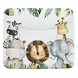 Ceba Baby® weiche Wickelauflage 85x72 cm - Baby Wickelunterlage- Wickeltischauflage für Junge und Mädchen - Wasserdicht, abwaschbar - OEKO-TEX® Standard 100 - Made in EU -Dschungeltiere