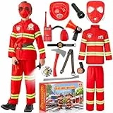 Lozzzyo Feuerwehr Kostüm Kinder Fasching Kostüm Kinder Jungen Feuerwehrmann Kostüm Karneval Kostüm Junge Kostüm Feuerwehr kinder Faschingskostüme Junge