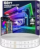 LETIANPAI 18M Outdoor LED Streifenleuchte wasserdicht,IP68 Außen LED Lichtband wasserfest mit App-Fernsteuerung,Musik Synchronisation RGB Outside LED Lichterkette für Balkon,Terrasse,Dach,Garten,Pool