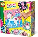 SES Creative 14701 Diamanten Mosaike Fröhliche Tiere, Glitzerndes Bastelset für Kinder, Diverse Farben