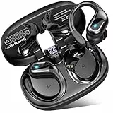 Bluetooth Kopfhörer Sport, 75H Wireless Earbuds Tiefer Bass, Kopfhörer Kabellos Bluetooth 5.4 mit ENC Noise Cancelling Mic, In Ear Kopfhörer IPX8 Wasserdicht Ohrhaken, Ohrhörer für Android IOS Schwarz