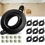 Laiebri 10er Einbaustrahler GU10 Set, 45° Schwenkbar Einbaurahmen 68mm mit GU10 Fassung, Rund LED Spots 230V Ultra Flach Deckenspots Schwarz, Einbauspots Einbauleuchten Rahmen für LED oder Halogen