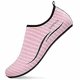 Sixspace Herren Damen Badeschuhe Wasserschuhe Aquaschuhe Strandschuhe Schnell Trocknend Slip on Breathable Schwimmschuhe Surfschuhe für Beach Pool Surfen Yoga 485 Rosa 38 EU