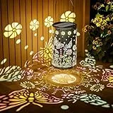 Solarlaterne für Außen, Dynamisches Solarlampen für Außen Hängend, Wasserdicht 1200mAh Akku Solar Schmetterlinge für Außen Balkon Patio Terrasse Rasen Garten Geschenk