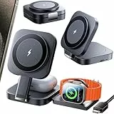 LISEN 3 in 1 Ladestation für Apple Watch Und iPhone Mehrere Geräte Magsafe Ladestation,Reisen Wireless Charger für iPhone Magsafe Stand Bequem iPhone Apple Ladestation Fit Apple Watch Airpods, 2E414