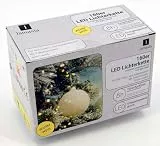 Jamasia 999102 - LED Lichterkette mit 160 LED Lämpchen, warm weiß, mit Trafo und 8 Stunden Timerfunktion, für Innen und Außen, grünes Kabel Länge 23,90 m, Zuführung 8 m, LED Abstand 10 cm, GS geprüft