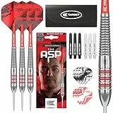 Target Darts Nathan Aspinall Messing Steeldarts Dartpfeil-Set, 22 g | Dartpfeile mit Nicht abnehmbaren Points, Pro Grip-Schäfte, No. 2 Pro Ultra-Dart-Flights, Aufbewahrungsetui und zusätzliches