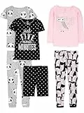 Simple Joys by Carter's Mädchen 6-Piece Snug Fit Cotton Pajama Set Pyjamaset, Grau Panda/Rosa Eule/Schwarz Punkte, 24 Monate (3er Pack)