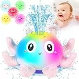 Jiosdo Badespielzeug, Oktopus Badewannenspielzeug Spray Wasserspielzeug mit Licht, Badespielzeug Baby ab 1 2 3 Jahr, Badewann Spielzeug Kinder Geschenk für Jungen und Mädchen (Rosa)