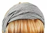 axy® HB6 Haarband Yoga Headband Hairband (Hellgrau mit Weiss Streifen)