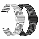 RuenTech Metall Uhrenarmband kompatibel für STECEi/Qecnato S68 Armband 1.95', Edelstahlarmband für STECEi/Qecnato Smartwatch Armband für Männer und Frauen (Silber+Schwarz)