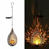 Navaris 1x LED Solar Hängelampe Tropfen-Design - orientalische Garten Solarlampen außen - Outdoor Solar Hängelaterne Solarlampe hängend mit Haken