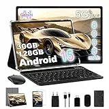 Dghrti 2026 Android 15 Tablet 10 Zoll IPS HD Display [30GB RAM] 128GB + TF 2TB - Octa-Core, 8000mAh, Metallgehäuse, 5MP+8MP, WiFi6, Face ID, Widevine L1 - Tablet Mit Tastatur Und Maus - Grau