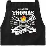MoonWorks® Grill-Schürze mit Spruch personalisierbar personalisierbar Grillmeister [Wunschname] der Mann, der Mytos, die Legende Schwarz unisize