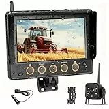 Motorsi IPS Digital Kabellos Rückfahrkamera Set Unterstützt 1 Kameras, 7 Zoll Funk Rückfahrkameras mit Wireless Einparkhilfe, Wasserdicht IP68, Nachtsicht, Anti-Interferenz für LKW Wohnwagen Anhänger