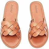 Ataiwee Damen Slide Sandalen - Komfortable Slip On Mode Strappy Flache Sommer Schuhe.(1908002,LB/MF,40)
