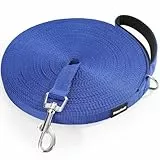 HAPPY HACHI Schleppleine für Hunde, 3m /5m /10m /15m /20m /25m /30m /33m Nylon Hundeleine mit Handschlaufe, Trainingsleine mit D-Karabiner,Lange Hundeleine,für Gehorsamkeitstraining (Blau, 10m)