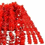 XAVSWRDE 10 Stück Künstliche Blumengirlande Rot Kunstblumen Kirschblüten Girlande 70 Blütenblätter Künstliche Blumen Reben Girlande 100 cm Seidenblume Vine Flowers Plants für Hochzeit Zuhause Wand
