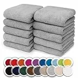 NatureMark 10er-Set Frottee-Washcloths für Gesicht und Hände – 100% Baumwolle, weich und saugfähig – 30×30 cm, Silber grau