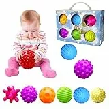 VintageⅢ Sensory Balls for Baby Massage Stress Relief, 6pcs Textured Multi Baby Balls Gift Sets Regenbogen Ball Gummiball aus ABA Kunststoff mit BPA-frei und ungiftig