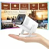 [Mini Beamer & Offizielle Lizenzierte App] XuanPad White Smart Beamer 4K Unterstützung 22000 Lumen mit WiFi und Bluetooth, Tragbarer Native 1080P Outdoor Projektor mit 360° Ständer